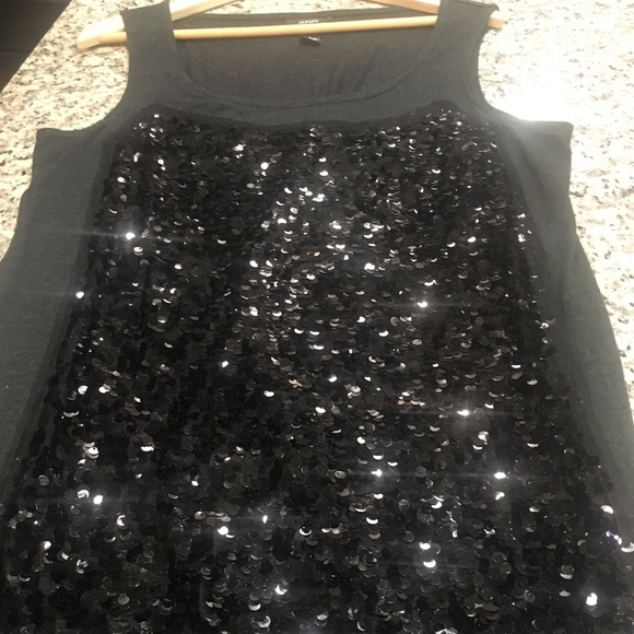 Black dressy classic Alfani sequin top - Picture 1 of 4